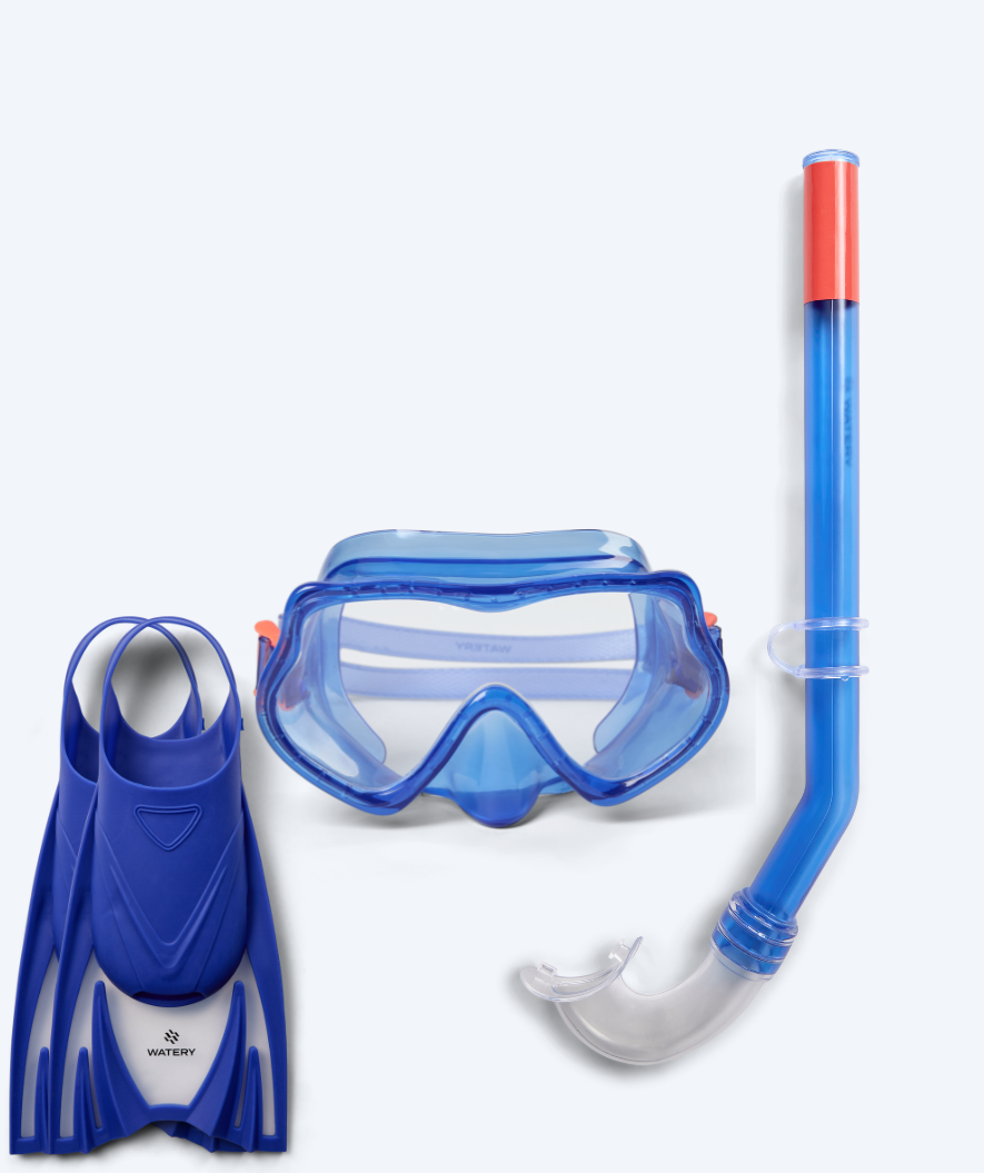 Watery zestaw maska, rurka i płetwy do snorkelingu dla dzieci (4-10) - Winslet/Bimasha - Niebieski/ciemnoniebieski