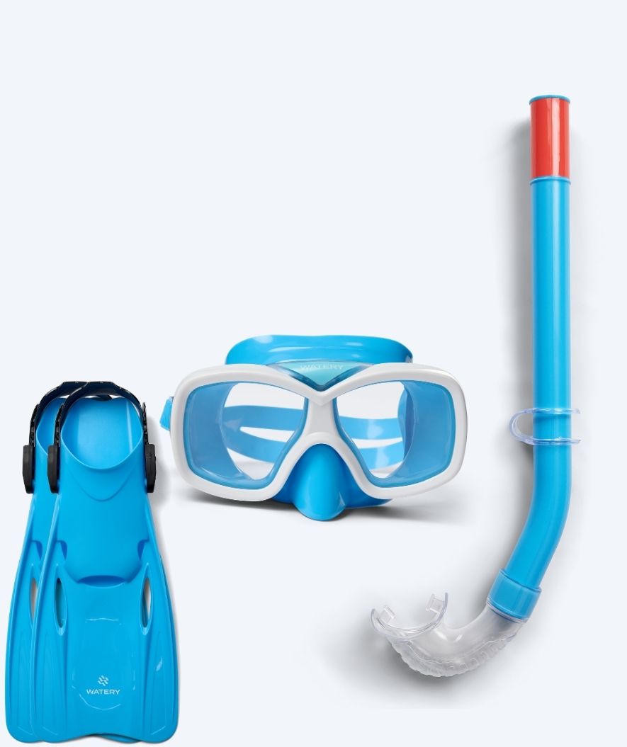 Watery zestaw maska, rurka i płetwy do snorkelingu dla junior (8-15) - Misu/Fleetwood - Niebieski/niebieski