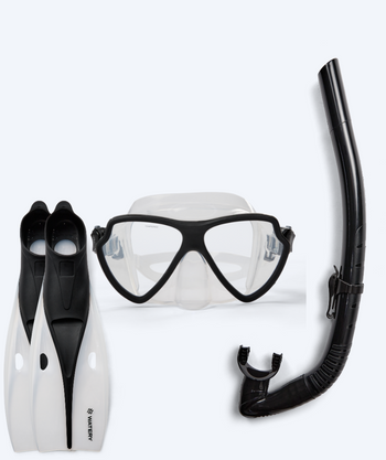 Watery zestaw maska + rurka + płetwy do snorkelingu dla dorosłych (od 15 lat) - Itzel/Breeve - Czarny