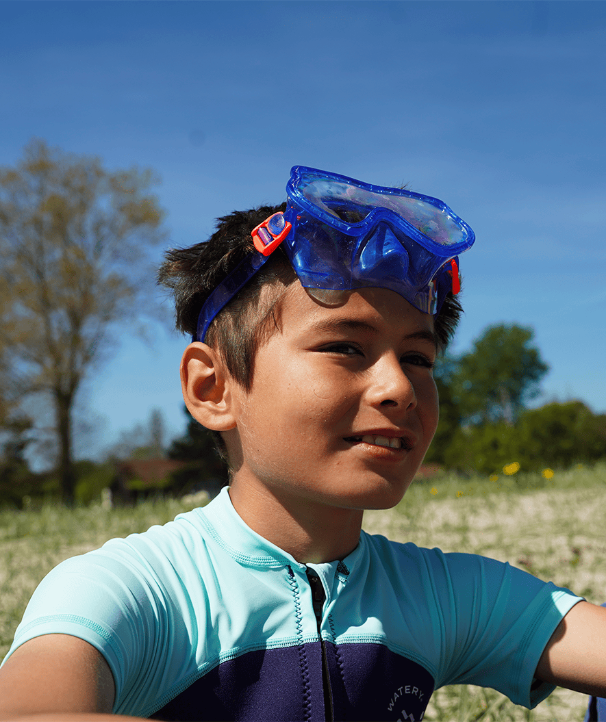 Watery zestaw maska + rurka + płetwy do snorkelingu dla dzieci (4-10 lat) - Winslet/Bimasha - Niebieski/ciemnoniebieski